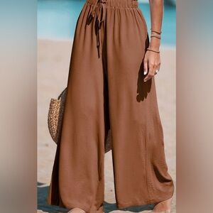 NWT Cupshe Wide-Leg pants in medium brown(rust)